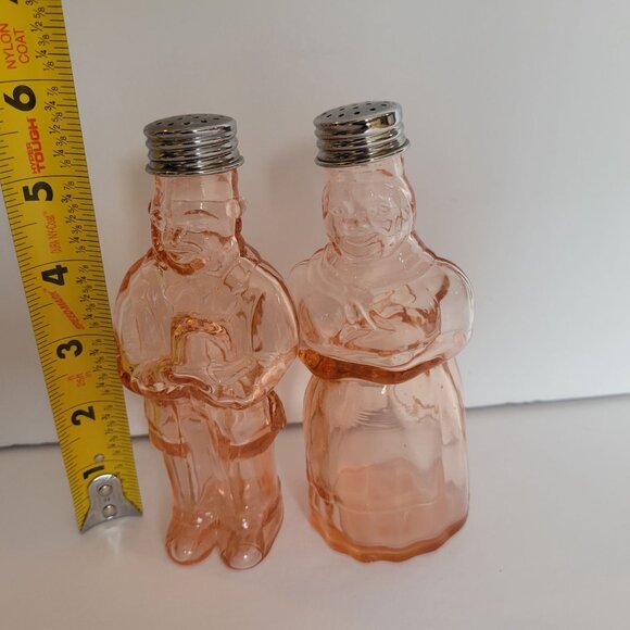 Vintage Imperial Pink Glass Maid & Butler Salt & Pepper Shakers - Picture 7 of 7